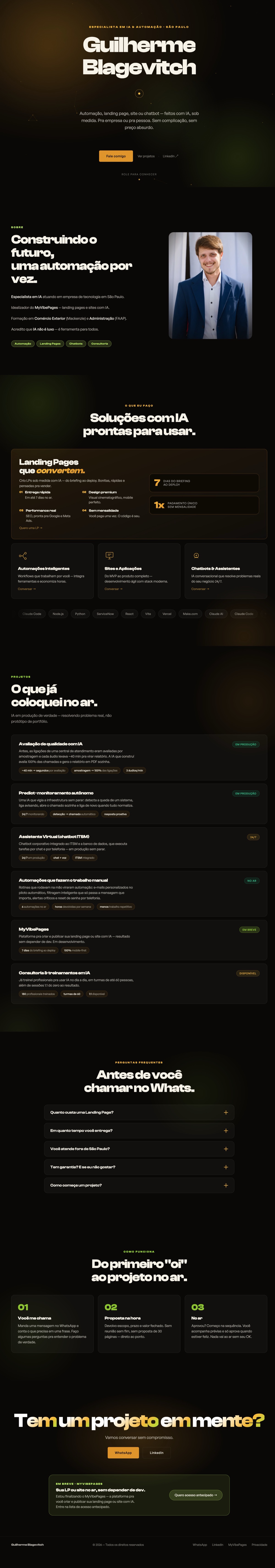 Site de Guilherme Blagevitch — especialista em IA e automação em São Paulo
